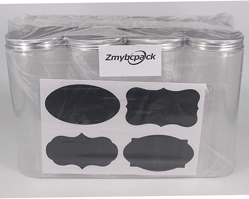 Miniatura 7 de zmybcpack Paquete de 8 frascos de plástico rectos transparentes de 20 onzas (20.3 fl oz), tarros de plástico de apertura amplia con tapas de
