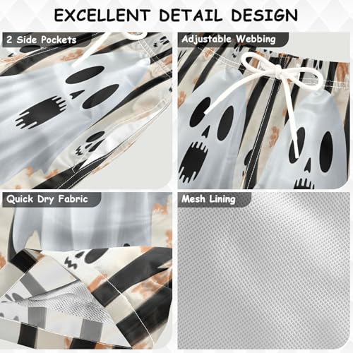 Boccsty Autumn Leaves Halloween Ghost Boys Swim Trunks Baby Kids Swimwear Summer Toddler Beach Board Shorts 2T3