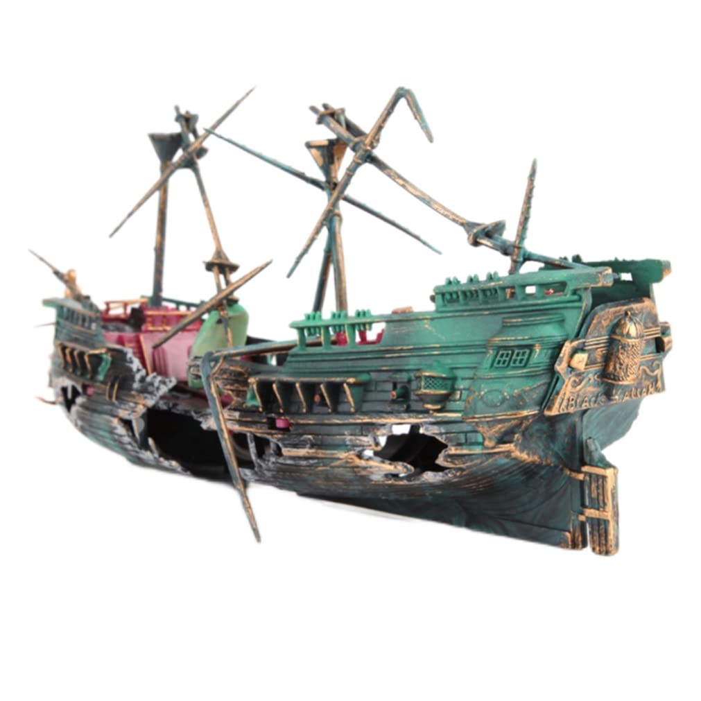 Aquarium Pirate Ship Shipwreck Broken Fish Tank Aquarium Decoration Fish Tank Accessories Home Landscaping Decoration(Colored shipbuilder) Home Accessories
