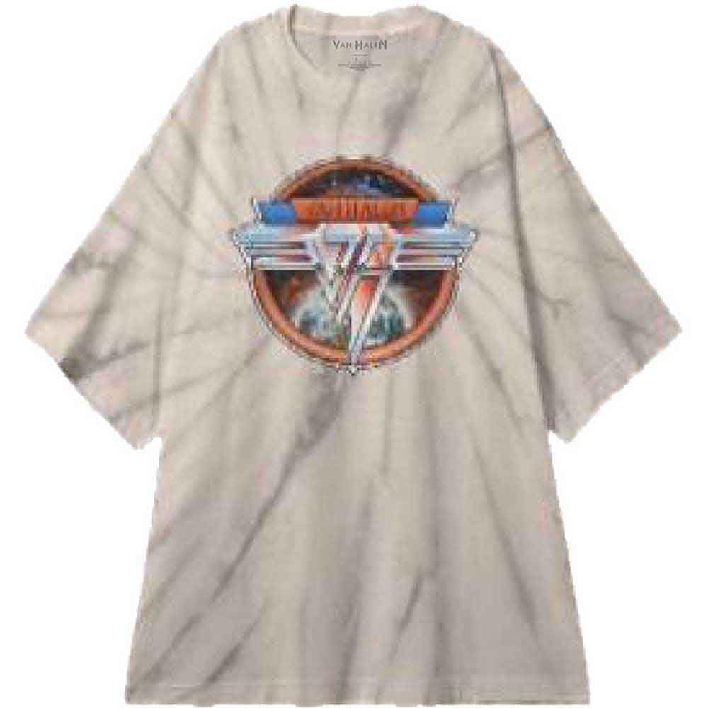 Van Halen T Shirt Chrome Band Logo Official Unisex Dip Dye Grey XL
