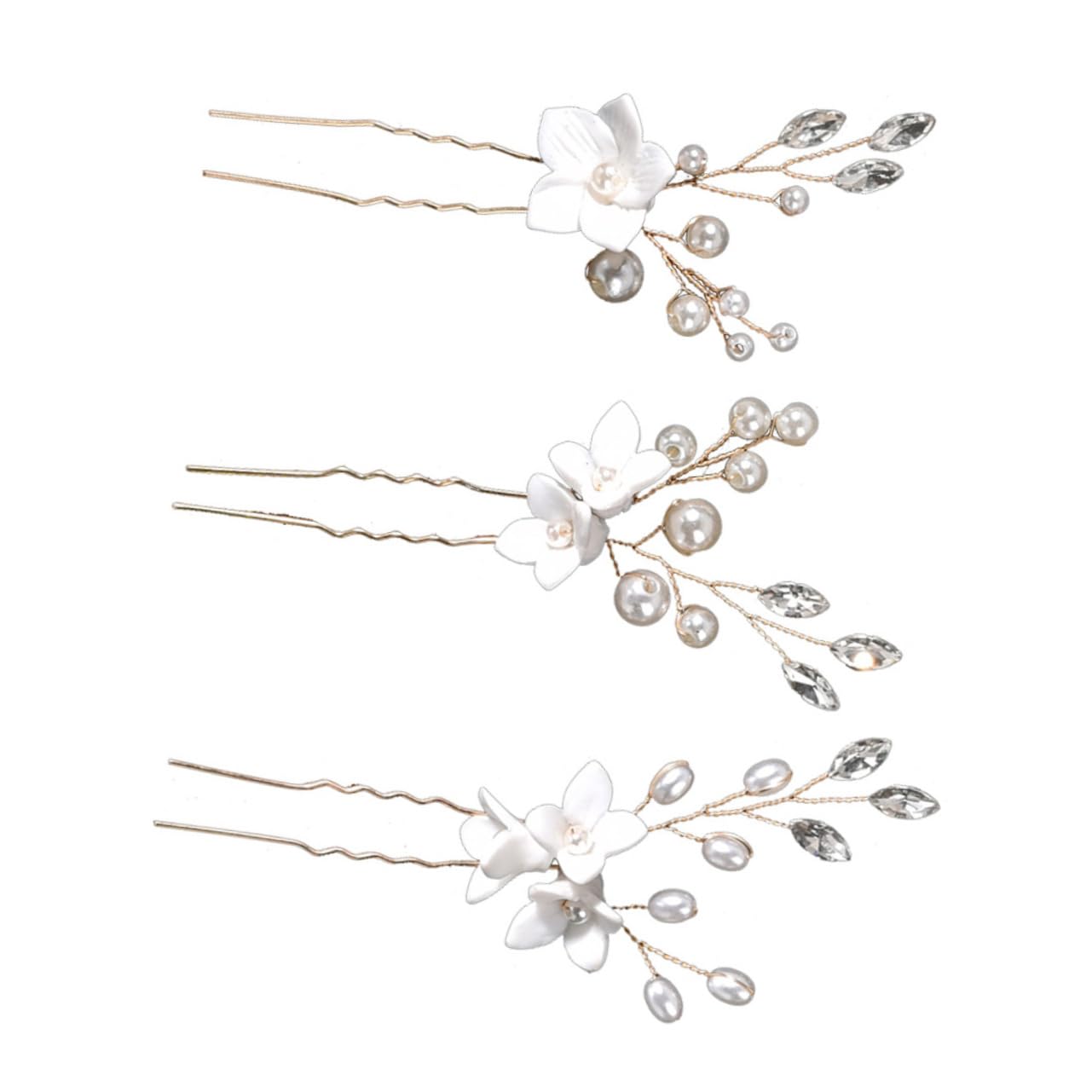DOITOOL 12stücke Hochzeit Haarnadeln Mit Perlen Und Blumen Für Bräute U-förmige Haaraccessoires Für Hochzeiten Und Besondere Anlässe Eleganter Haarschmuck Für Brautjungfern Und