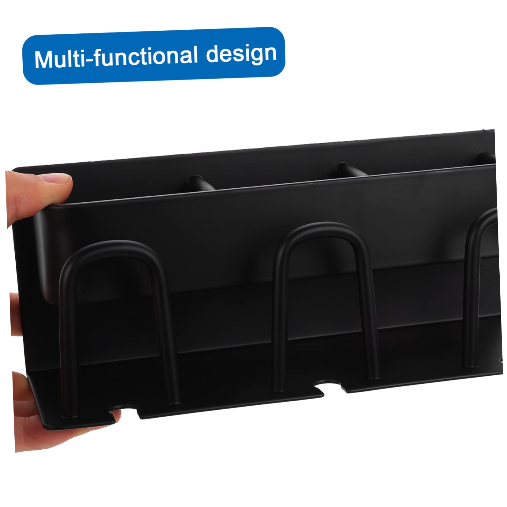 Porta Spazzolino da Bagno in Alluminio Nero, Robusto e Drenaggio Dell'acqua, Mensola da Parete per Lavabo e Doccia