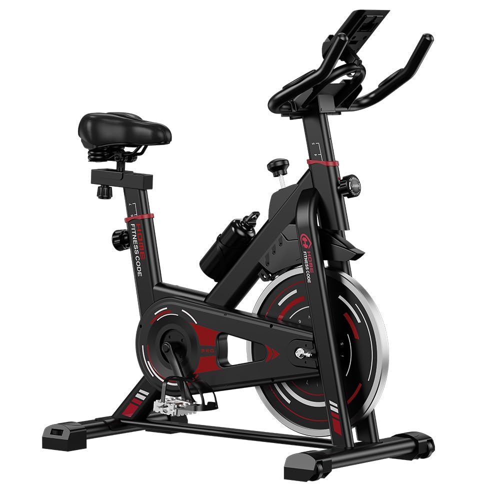 Cyclette stazionaria, Spin Bike Home Gym Equipment, sella e manubrio regolabili, monitor LCD e supporto per tablet, resistenza 0-100%, allenamento cardio, fitness indoor