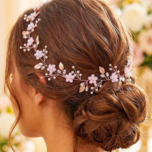 Aukmla Bride Wedding Hair Vines Flower Headbands Crystal Headpiec...