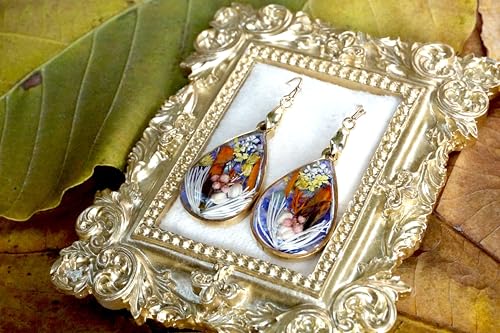 Dried Flower Teardrop Handmade Natural Dry Pressed Real Flower Drop Earrings.4