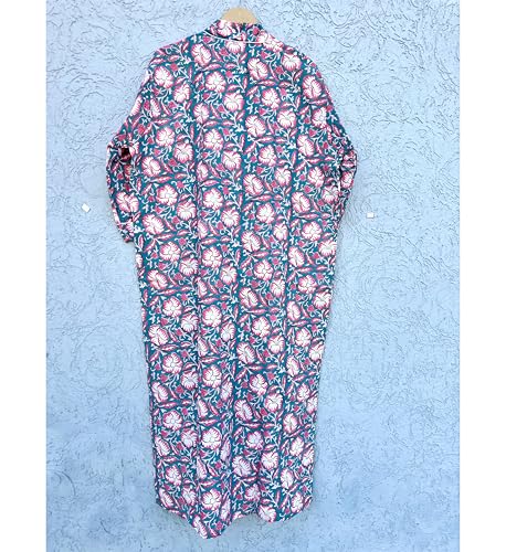 Image of Hand block print Cotton Kimono bikini cover up,Indian Hand block print Cotton Bath Robe,Swim Wear,Nighrwere Dressing Gown