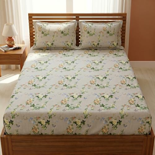 Image of Mafatlal 125 GSM Merino Double Bedsheet with Pillow Covers |90 x 100 Inches | Soft, Breathable & Lightweight | Off White