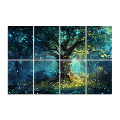 8 Pack Paneles Acústicos Artísticos Absorbentes de Sonido Árbol Bosque Místico Tonos Azules Majestuosos Surrealismo Naturaleza Calma Paneles Decorativos para Pared Autoadhesivos para Estudios de Grabación Oficina 48"x32" miniatura 1