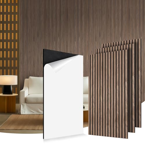 AKK-ART 【貼るだけ施工】 高密度PET 吸音パネル 防音ボード 4枚セット 120×60cm 賃貸対応 防撞 衝撃吸収 幼稚園 保育園 児童館 ウォールパネル 遮音 きゅうおん材 防音材 オフィス 音楽スタジオ 寝室 書斎 ホームシアター 壁用 吸音材 防音パネル 簡単DIY 施工面積2.88㎡(くるみ色)の商品画像（Amazon）