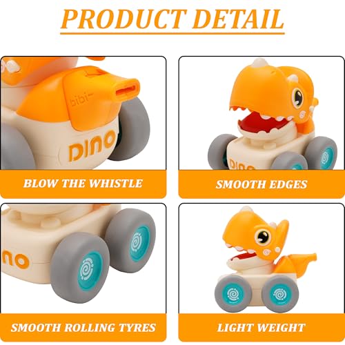 Image of Press and Go Whistle Dino Toy for Kids | Fun Push and Play Dinosaur Toy | Cute Dino Design with Sound | Made with Safe ABS Plastics | Playtime Gift Yellow Colour