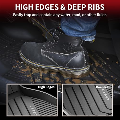 Image of LASFIT Floor Mats for BMW X5 2019-2026 5-Seat Models | Not Fit 7-Seat Models, All Weather TPE Custom Fit Floor Liners, 1st & 2nd Row Car Mats Accessories, Black