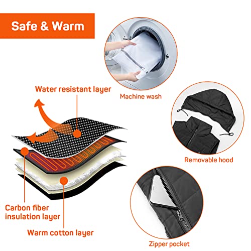 Dr.Prepare R9-O4IQ-SQ50 Heated Vest, Unisex Winter Hooded Heated Vests Outerwear For Men Women, Lightweight Usb Electric Heated Clothing Vest With 3 Heating Levels, Adjustable Size thumb #5