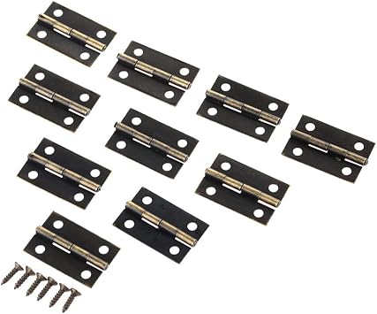 Door Hinges 10Pcs Antique Bronze Gold Furniture Hinges Cabinet Drawer Door Butt Hinge Decorative Hinges for Jewelry Box with Screws 2416mm Color Bronze