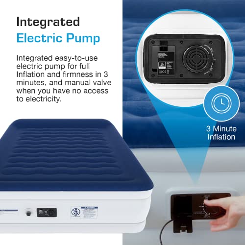 Active Era Luxus Doppel Luftbett – selbstaufblasendes Gästebett mit eingebauter, elektrischer Pumpe, integriertem Kissen und besonderer Luftträger Technologie - 203 x 152 x 56cm