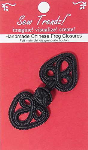 Chinese Frogs Button Closures Hook & Eye Fastener - Sewing Quilting Renaissance Dance Hawaiian Bridal Costumes Outfit Drapery Home Decor-Black-2.75"X1.25"-Flower In A Heart - 1 Pair/Pk - #Fg4655 #TOP21