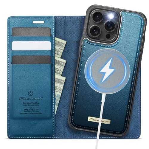 Image of for iPhone 13 Pro 2-in-1 Detachable Wallet Phone Case, Sea Blue | Compatible with Magsafe, Magnetic, RFID Blocking Card Holder, Shockproof, Kickstand, Wireless Charging, PU Leather Flip Cover