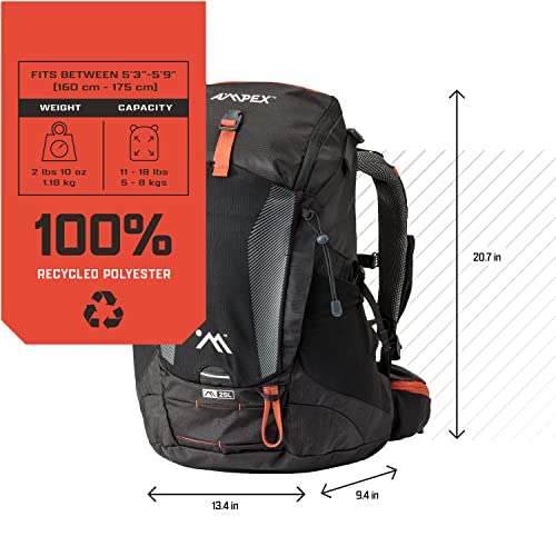 Mochila de senderismo AMPEX 25 litros negra miniatura 2