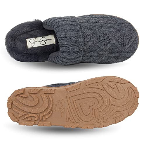 Jessica Simpson Women's Soft Cable Knit Memory Foam Clog Slippers with Indoor/Outdoor Sole4