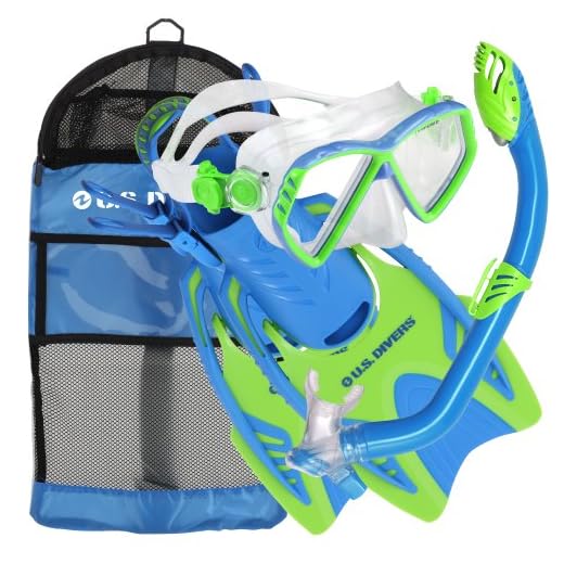 U.S. Divers Junior Regal Mask, Trigger Fins and Laguna Snorkel Combo Set, Fun Blue, Small/Medium