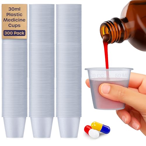 Medicine Cups - 300 Pack 30ml Disposable Small Plastic Medicine Measuring Cups - Translucent Medicine Cup for Liquid Medication Measuring Ingredients in Cooking Arts and Crafts