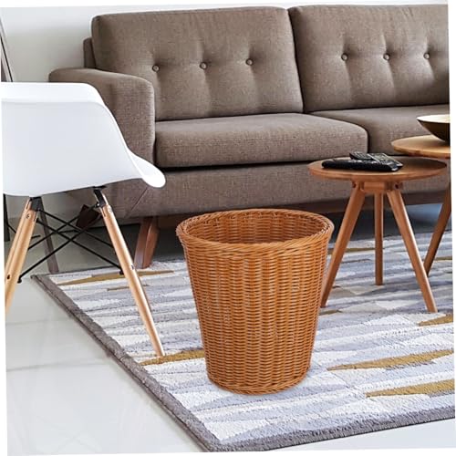 Caneca de basura rectangular con tapa tejido rattan miniatura 4