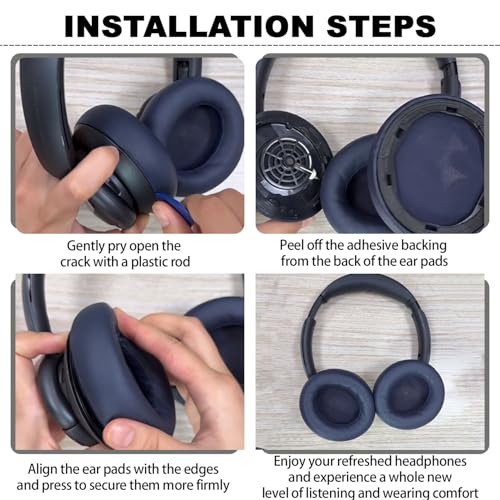 Repuestos de almohadillas para auriculares Anker Soundcore Space Q45, cubierta de cojín cómoda y durable (Gel Negro) miniatura 3