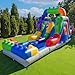 Herokiddo Block Party 12’ Tall Dual Lane Backload Inflatable Water Slide with Attached Pool, for Kids and Adults, Commercial Grade PVC Vinyl, Outdoor Backyard Fun, Blow Up Water Park, Blower Included