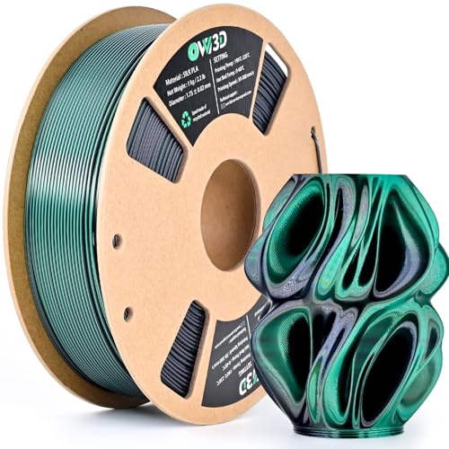 Image of OVV3D Silk PLA Filament 1.75mm, Dual Color PLA Filament 3D Printer Filament, Black Green 3D Printing Filament + /-0.02mm, 1kg /2.2lb