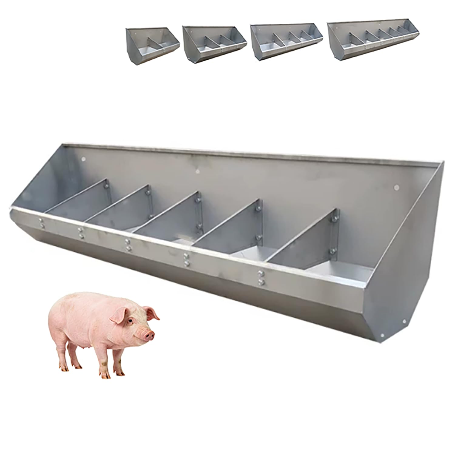 Automatischer Futterautomat Für Hühner, Metall-Futterspender, Für Geflügel Und Enten, Für Den Außenbereich, Reinigen Capacity Large Edelstahl, Hühnerstall Zubehör,Silber,L180*H34*W30