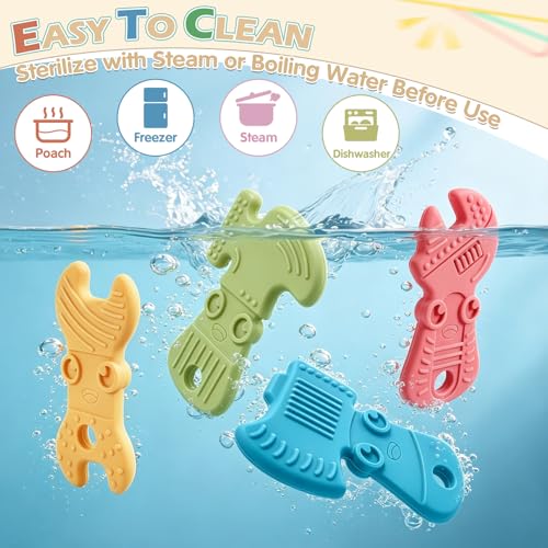 Image of TYRY.HU Baby Teething Toys for Babies 0-6 Months 6-12 Months, BPA Free Silicone Baby Molar Teether Chew Toys, Hammer Wrench Spanner Pliers for Boys Girls, Soft-Textured, Easy to Hold & Clean, Cute
