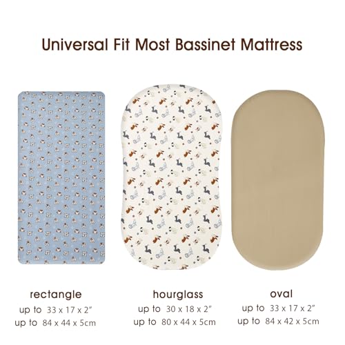 Image of PHF 3 Pack Soft Bassinet Sheets, Pet Dogs Breathable Comfy Cradle Sheets for Baby Boys Girls Neutral, No Slip Universal Fit for Most Cradle and Bassinet Mattress, Pet Dogs