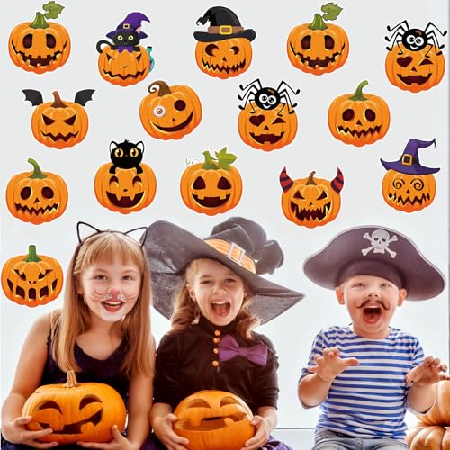 Image of 48 Pcs Halloween Cutouts, Scary Pumpkin Cutouts Halloween Bulletin Board Decorations Pumpkin Paper Cut-Outs for Home School Trick or Treat Party Chalkboard Wall Decor