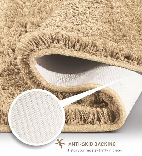 Image of Obsessions Ultra-Absorbent Quick-Dry Bath Mat | 1400 GSM Polyester | Soft, Non-Slip & Fast-Drying Bathroom Rug for Safety & Comfort | 40 x 60 cm | Dark Beige