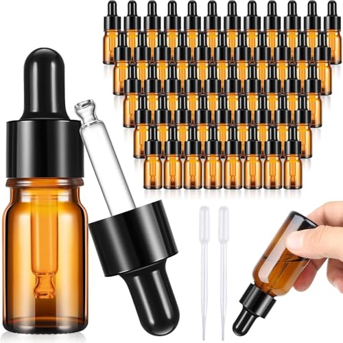 Frasco Cuentagotas 23pcs Ambar Frasco Cuentagotas Cristal 10ml Inodoro Botellas Cuentagotas no Tóxico Botes Aceites Esenciales 7,5 x 2,2 cm para Aceite Esencial Masaje Fragancia Laboratorio