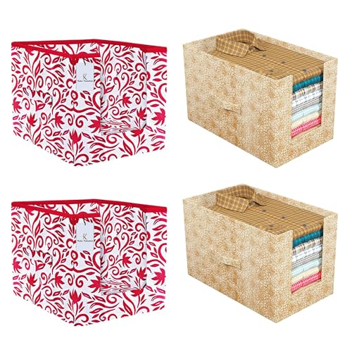 Kuber Industries Leaf Printed 4 Piece Non Woven Shirt Stacker War...