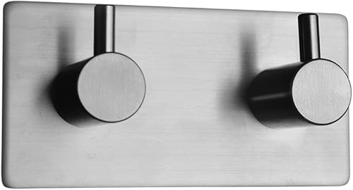 Perchero montado en la pared, autoadhesivo, de acero inoxidable, para colgar en el pasillo, organizador de almacenamiento de cocina (1 gancho, 2