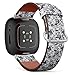 CJBROES Replacement Leather Watch Band, Compatible with Fitbit Versa 3 and Fitbit Sense of Wristband Bracelet Accessory - Watercolor Roses