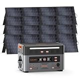 OSCAL 3600W Generador Solar Portátil con Panel Solar 4x200W, PowerMax 3600PE 7200W Pico Estación de Energía, 2016Wh Batería LiFePO4, Carga Rápida AC1500W UPS Backup APP Respaldo Power Station
