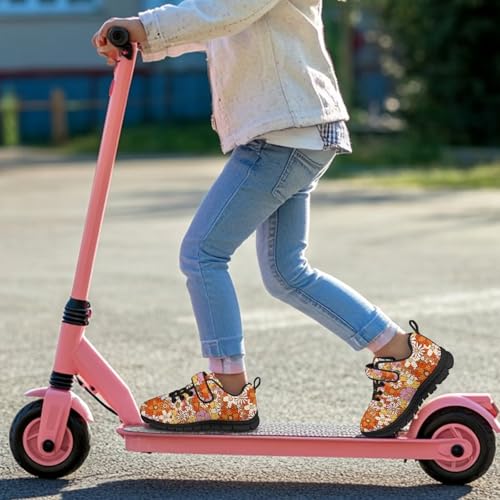 Boy Shoes Athletic Running Fashion Sneakers Walking Breathable Kids Girls Fitness Cross-Training Tennis Lightweight Shoes(Little Kid/Big Kid) Hippie Flowers Pattern4