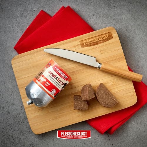 Fleischeslust Hundewurst, Meat&Treat Rind (15x200g), schnittfeste Trainingswurst, Hundefutter für ausgewachsene Hunde