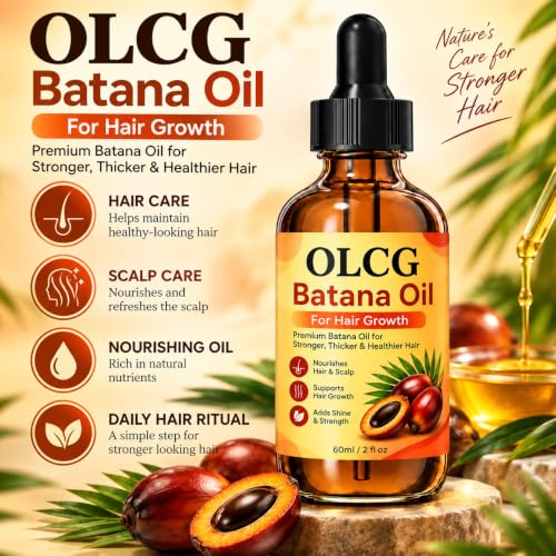 Image of OLCG Batana Oil for Hair & Scalp Care, Batana Hair Oil for Nourishment, Shine & Strength, Lightweight Hair Care Oil with Easy Dropper Application, Daily Hair Care Routine, 60ml PACK OF 1