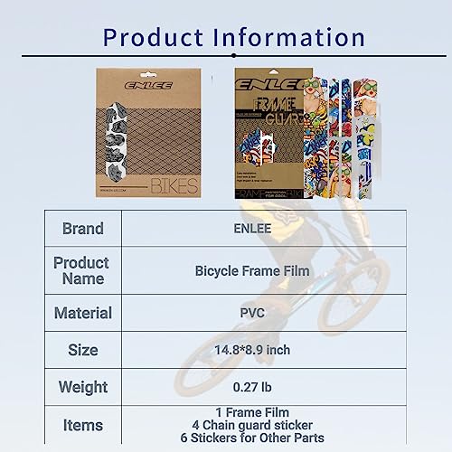 ENLEE Bike Frame Protection Tape, Mountain Protective Stickers Decals All Style MTB Fork Protector High Impact Film Road Bicycle Anti Scratch Guard (Map) - Thumbnail 3