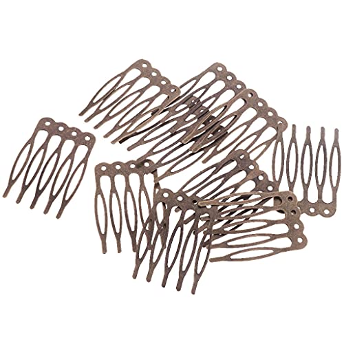 Fityle 10pcs Antique Silver Gold Bronze Tone Metal Hair Side Combs Clips Pins 2.7/5.6cm for DIY Jewelry Finding Crafts - Bronze, 2.7cm