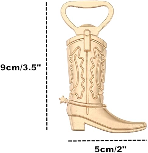 Miniatura 9 de Kinteshun Abridor de botellas para botas de vaquero para recuerdos de fiesta de boda (12 unidades, tono bronce)