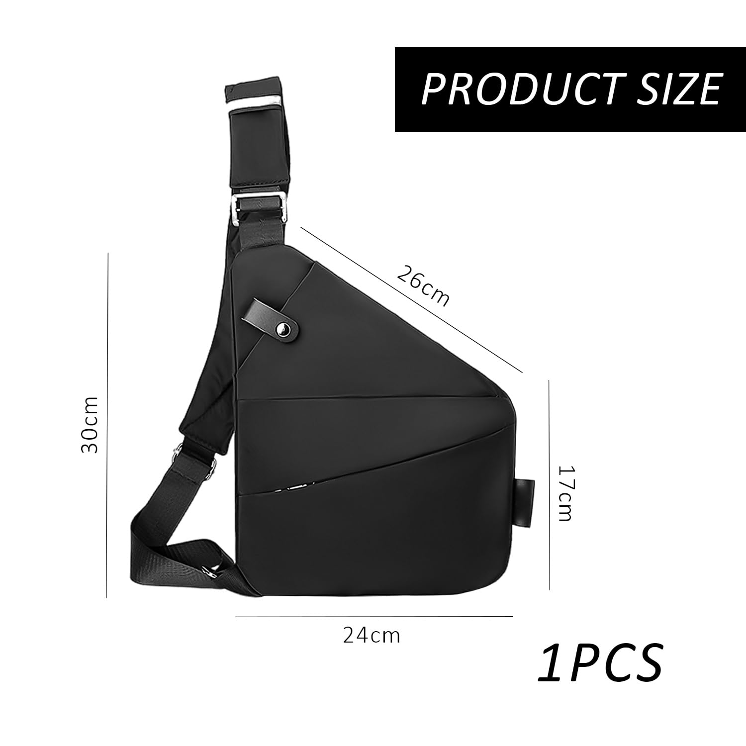 1 bolso de hombro antirrobo, bolso antirrobo para hombres y mujeres, bolso de hombro de viaje, bolso ajustable, bolso bandolera, bolso de honda, bolsa de hombro individual (negro), Negro