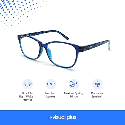 Miniatura 4 de Visual Plus Lentes de lectura con bloqueo de luz azul para hombres y mujeres, para computadora, juegos, TV con protección de luz azul (azul, 1.00 de