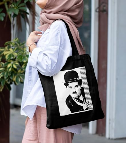 Image of ZORI Black Tote Bag With Pocket Printed Designed Canvas Tote Bags For Women large capacity,Tote bag For Shopping, College, Travel, More Canvas Handbag For Unisex Bag