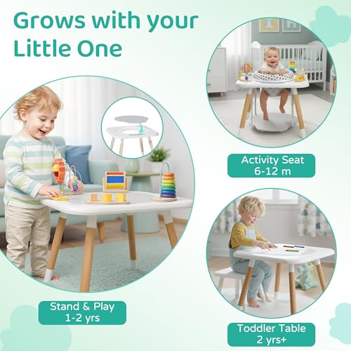 Kizfarm 3-Stage Baby Activity Center, Montessori-Inspired Design, 7 Interactive Toys with Teether, Exersaucer&Toddler Table, Shower Gift, 3 6 12 Month Old Baby Essential, Toy for Baby Infant Toddler - Image 5