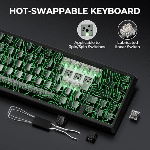 Image of HITIME x XVX M67 60% Percent Keyboard Wireless, QMK /VIA Topographic Gaming Keyboard, Tri-Mode Thocky Creamy Mechanical Key Board, Hot Swappable Mount RGB IMD Tech for Win /Mac, Black