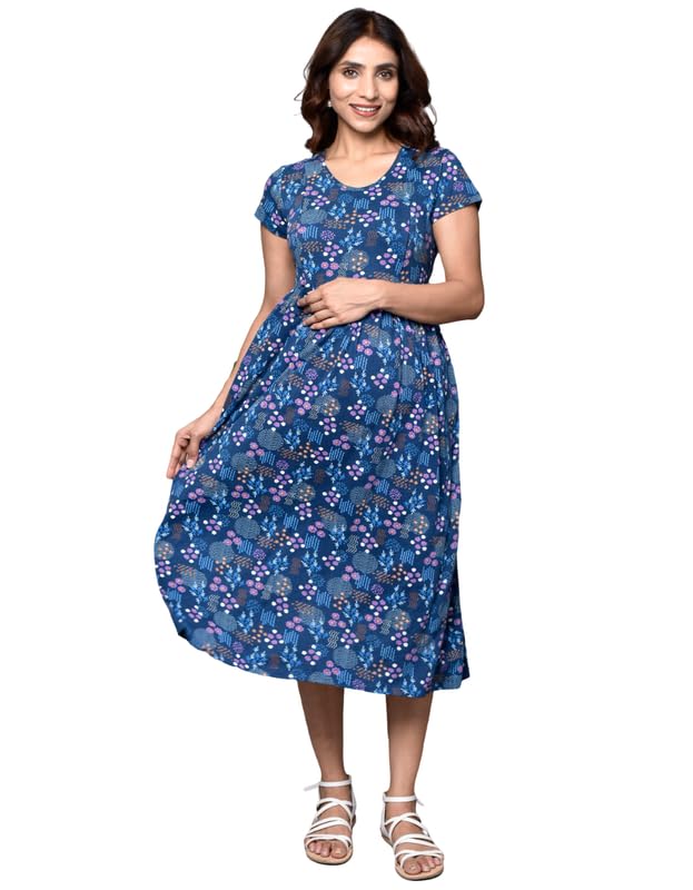 Organic Cotton Bamboo Feeding Kurtis for Women - Vertical Zipper Front Open Nighty - Soft, A-Line Pregnancy Dresses-image-30